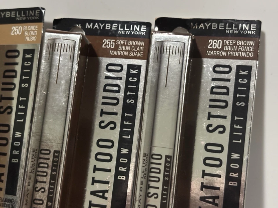 4x Maybelline Tattoo Studio Brow Lift Stick Blonde 250 Clear 264 Brown 255 & 260 - Image 2 of 4