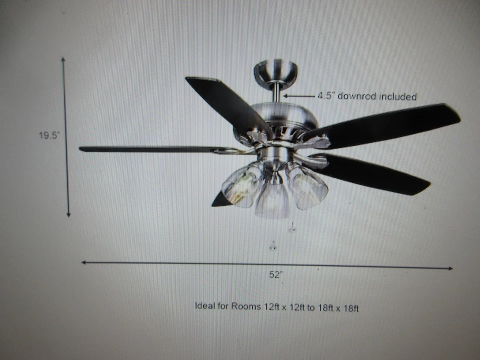 Hampton Bay Rockport 52 in. Indoor LED Brushed Nickel Ceiling Fan with Light - Image 4 of 4
