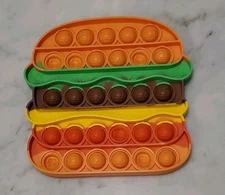 5" Hamburger Push Pop Bubble Fidget Toy – Rainbow Silicone Sensory Stress Relief