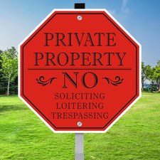 No Soliciting Sign for House, Large Private Property No Trespassing Sign, 10 X 1
