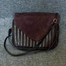 Jigsaw Leather Small Crossbody Bag Brown Suede Flap Shoulder 6x8"