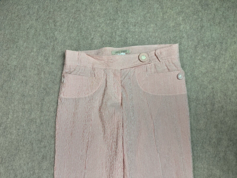 Pantalones de mujer Louis Verdad rosa y blanco a rayas verticales talla 2 Foto 3 de 4
