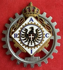 R.A.C.I. , grande placca da radiatore in metallo dorato e smalti, automobilia