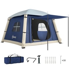 Outsunny Inflatable Camping Tent, 2 Man Tent, Dark Blue