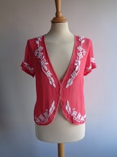 PLANET Pink Silk Chiffon Beaded Bolero Jacket Top Women's Size 14