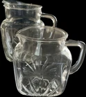 Vintage MCM 1950’s Federal Clear Glass Juice Square Pitchers With Star On Bottom