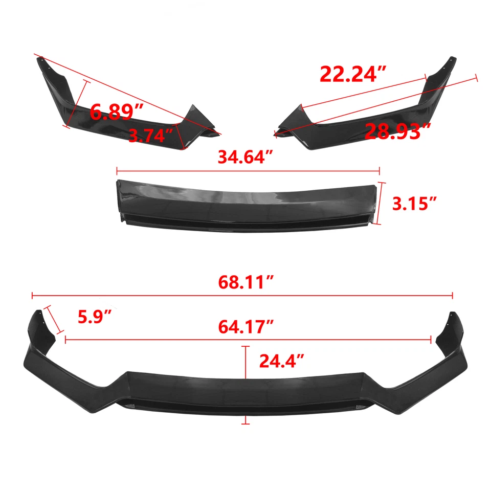 For 2017-2022 Infiniti Q60 JDM RS Style Double-Deck Front Bumper Lip Splitter - Image 4 of 4