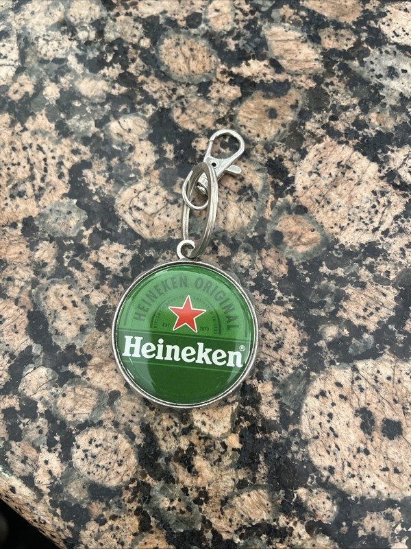 Heineken Bottle Opener Keychain Shaped Like Beer Bottle Top 1.75” Heineken Logo