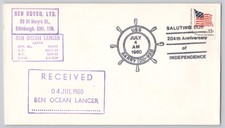 Edinburgh, UK USS Barry (DD-933) 4 July Independence Day cachet, Modern 1980