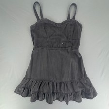 NWT American Eagle Gray Washed Denim Tiered Ruffle Mini Dress XXL 039-1399-6625