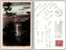 Vintage 1948 Postcard Sunset Gulf of Georgia Vancouver BC RPPC King George VI