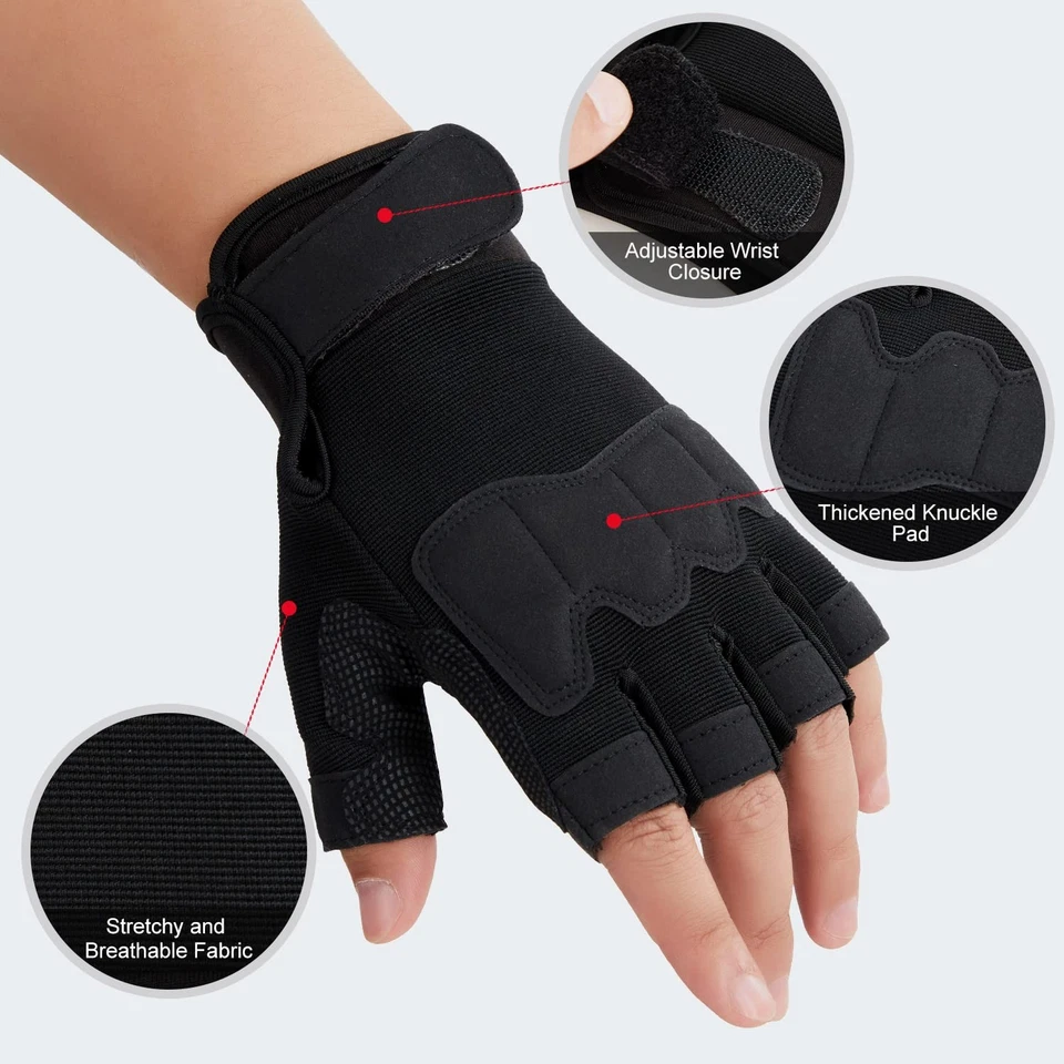 FlORETTO Fingerless Gloves Half Finger Hiking Cycling Driving Motorcycle Clim... - Image 2 of 4