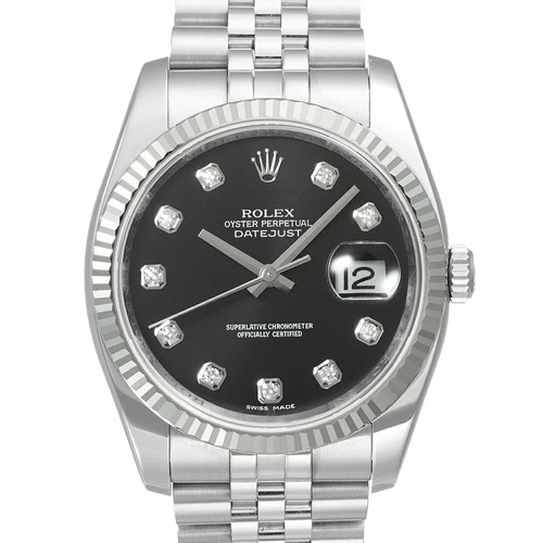 ROLEX Datejust 116234G Black Case Size 36mm x 36mm Men's Used Watch #55212