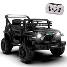 12V Electric Car Ride On Truck for Kids w/ Remote, Powered Wheels Toys, Black