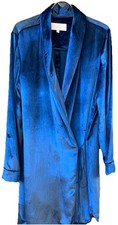Luxurious Sapphire Blue Velvet Wrap Dress/Jacket Sz 10, Michelle Mason Old Money