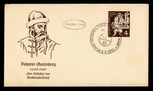 DR WHO 1954 GERMANY FDC GUTENBERG BIBLE ANIV M78143
