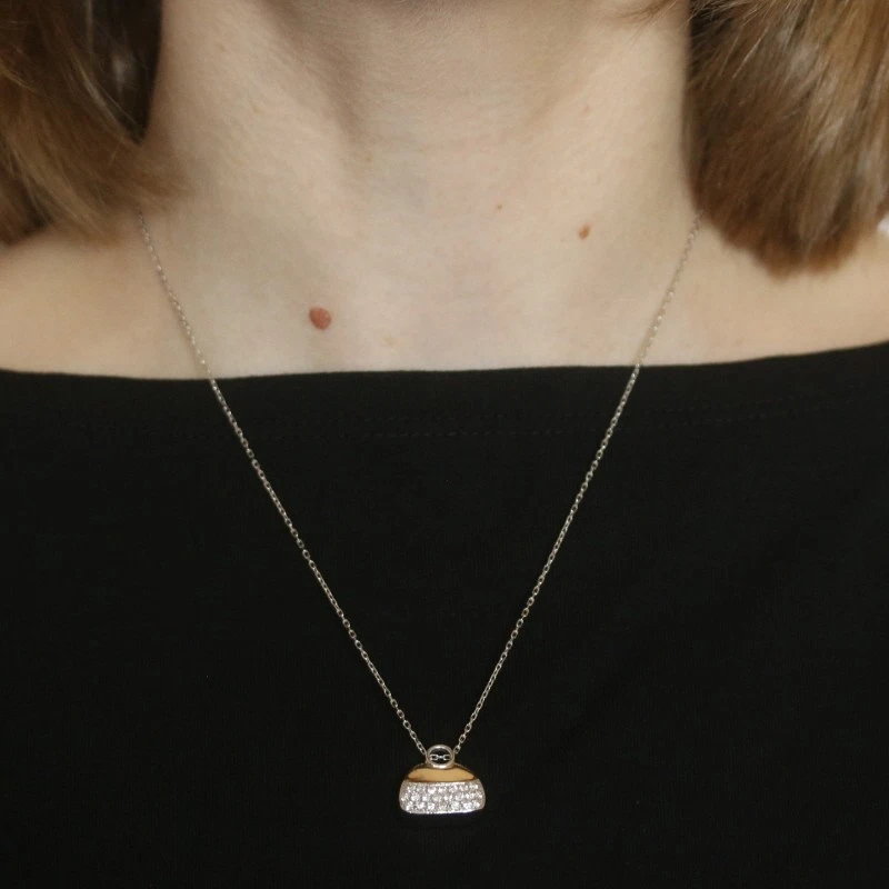 Mirabelle Pave Diamante Cartera Colgante Collar 18" Oro Blanco 18k .55ctw Bolso de Mano Foto 3 de 4