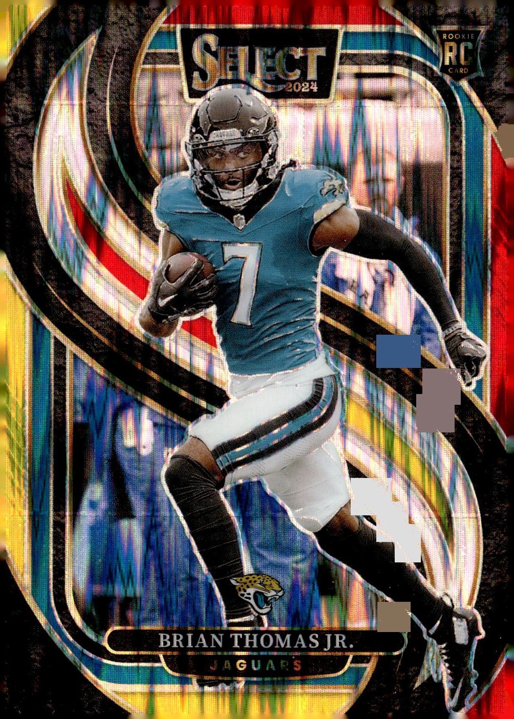 2024 Panini Select #143 Brian Thomas Jr. Red & Yellow Prizm Shock