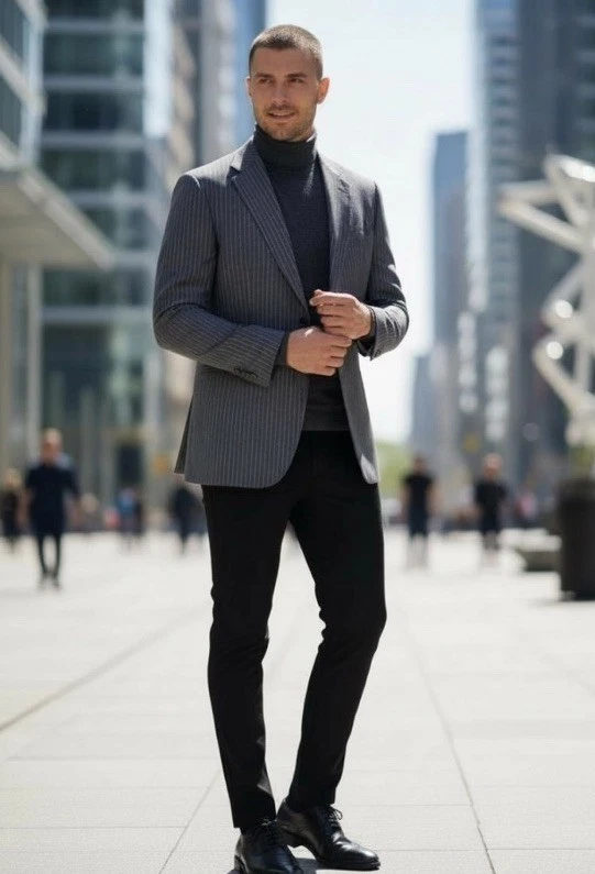 Blazer Traje Chaqueta Brioni Battaglia Super 180’s Lana Azul Rayas Italia 44 R Leer Foto 2 de 4