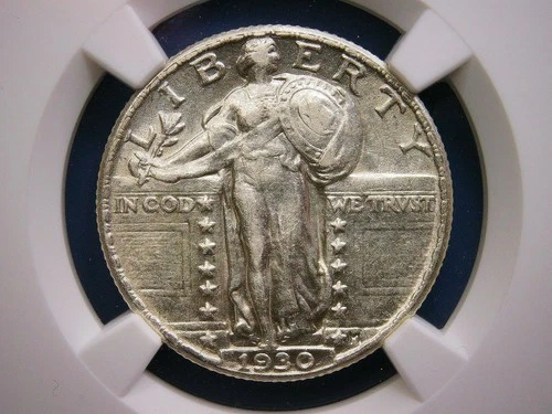 1930-P STANDING LIBERTY QUARTER__STUNNING SILVER COIN__NGC GRADED AU 53