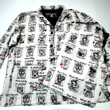 PJ Salvage Dogs Yearbook Flannel Cotton Loungewear Pajamas Med Accent Cuffs FLAW