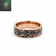 Antique Oxidized Copper Ring, Rustic Hammered Band, Vintage Blackened Copper