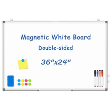 WALGLASS Magnetic White Board 36"x24" Double-Sided Dry Erase Whiteboard