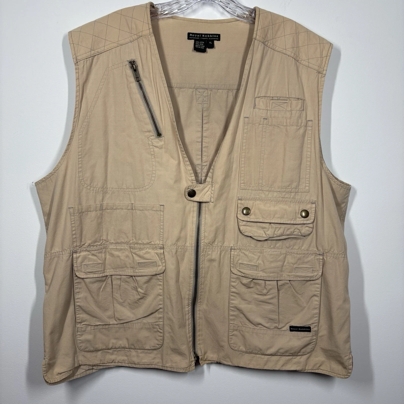 VTG Royal Robbins Mens Outdoor Utility Vest Size XL Khaki Fishing Hunting Field