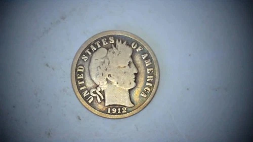 1912-S  BARBER SILVER DIME 10C Tough Date Very Good Detail See Photos