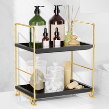 2-Tier Bathroom Countertop Organizer, Makeup Organizer for Vanity  Gold Metal