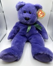 Vintage 2000 Ty Original Beanie Buddy Employee Bear Purple Plush Toy