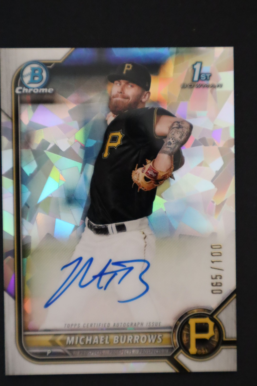 2022 Bowman Chrome 1st Atomic Refractor /100 Michael Burrows Auto Astros Mike