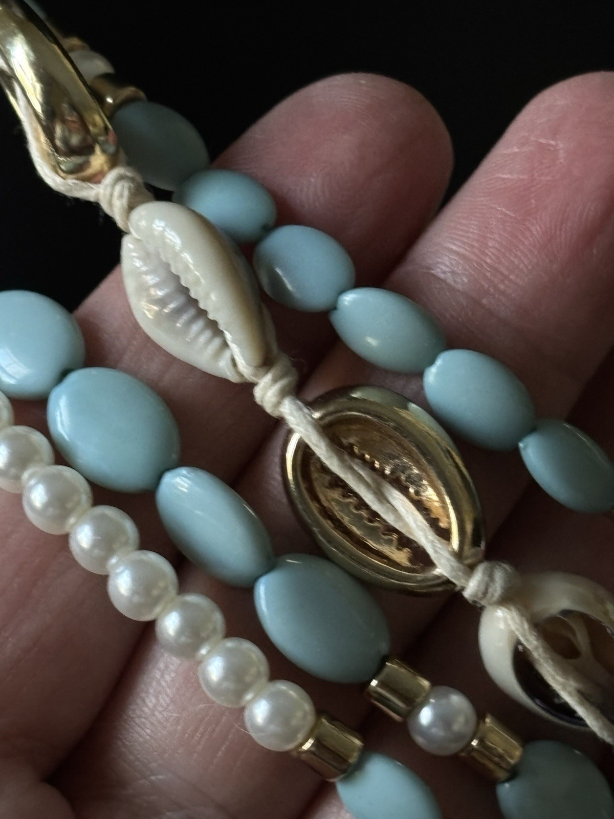 Beachy Tropical Multi Layer Pearl Shell Bead Neck… - image 4