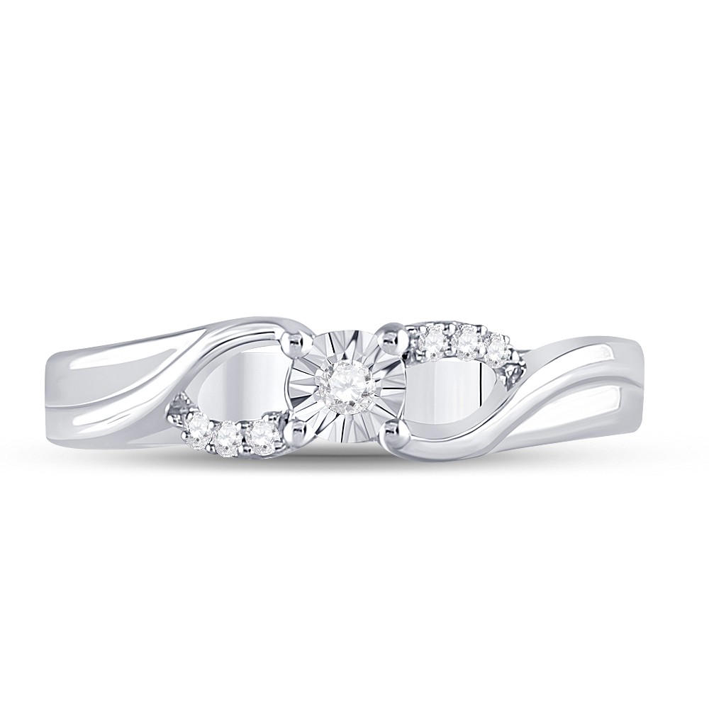 0.05 Ctw Natural Diamond Illusion Center Band Ring 925 Sterling Silver