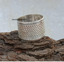 Handmade Sterling Silver Wide Band Ring: Statement Thumb JewelryAll Size