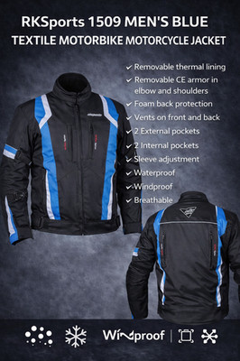 RKSports 1509 HERREN WASSERDICHT TEXTIL MOTORRAD MOTORRAD JACKE CE ARMOUR