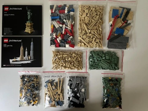 LEGO ARCHITECTURE: STATUE OF LIBERTY (21042) + NEW YORK CITY (21028) - LIKE NEW