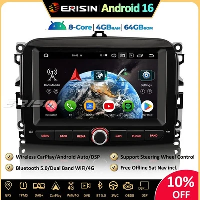 8-Core 64GO DAB+Android 16 Autoradio GPS pour Fiat 500L CarPlay Canbus OBD2 TNT - Photo 1/4
