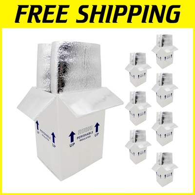 Sturdy 7x6x10'' Insulated Shipping Boxes for Frozen Foods - 8 Pack Durable Design