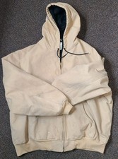 Carhartt Size 3XL J25 WET Beige Khaki Hooded Work Jacket Barn Coat Vintage 90s