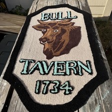 Man Cave Wall Hang Rug Bull Tavern Pub Bar Decor Hooked Western Cowboy 