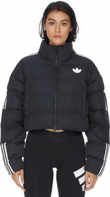 Adidas original Black Short Synthetic Down Puffer cropped Jacket