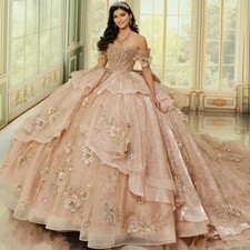 Elegant Quinceanera Dresses Sweet 16 Ruffles Layered Off Shoulder Birthday Party