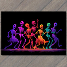 STICKER Bright Rainbow Skeleton Glow Marching Creepy Cool Halloween