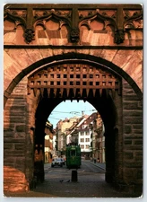 Postcard Basel Spalentor Gate View with Tram Switzerland