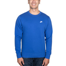 Nike Men  s Team Club Crew Regular Fit Fleece Interior Blue Black White