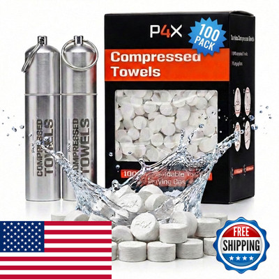 Prepared4X Compressed Towel Tablets - 100 Bamboo Camping Toilet Paper Tablets