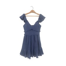 LoveShackFancy Mini Dress Navy Blue 100% Cotton Small