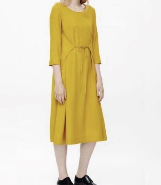 Women COS Dress Mustard Viscose 42