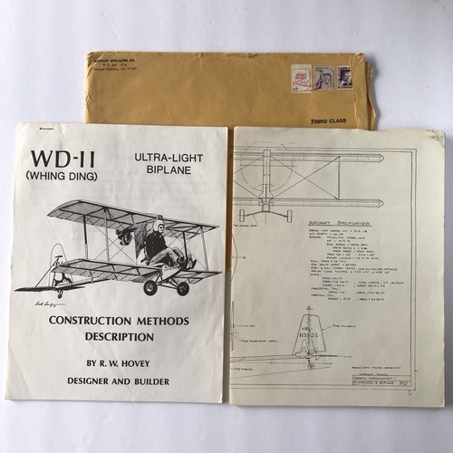 WD-II Whing Ding Ultra-Light Biplane Construction Blueprints & Manual by Hovey